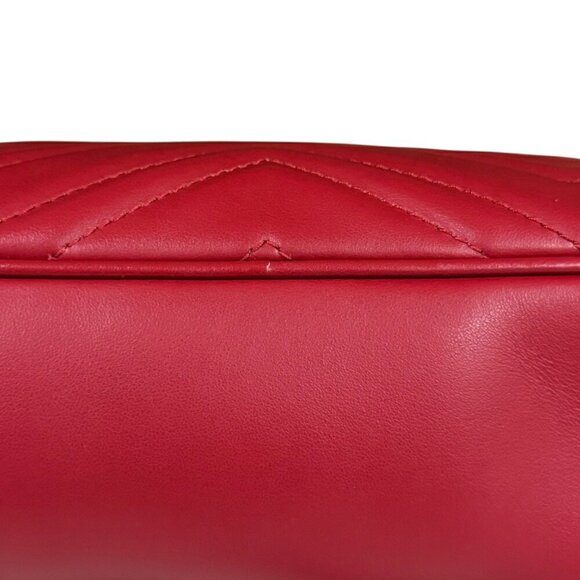 GUCCI Red Leather GG Marmont Shoulder Bag - Picture 10 of 12